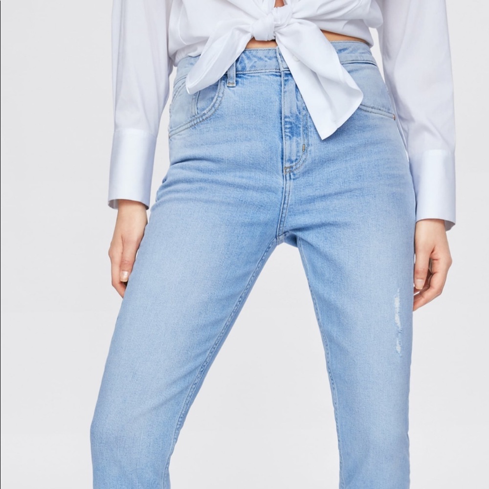 NWT’S Zara Slim Fit High Waisted White washed Jeans Size 36 4 - Picture 3 of 12